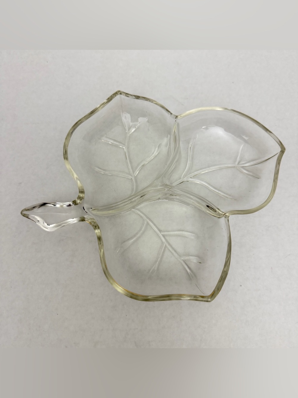 Vintage Hazel Atlas Divided Maple Leaf Relish Candy Nut Trinket Dish 1950-1960s